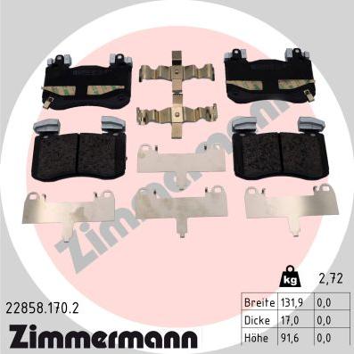 Zimmermann 22858.170.2 - Гальмівні колодки, дискові гальма autocars.com.ua