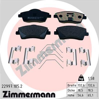 Zimmermann 22997.185.2 - Гальмівні колодки, дискові гальма autocars.com.ua