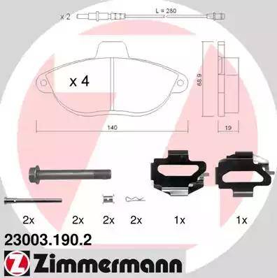Zimmermann 23003.190.2 - Тормозные колодки, дисковые, комплект autodnr.net
