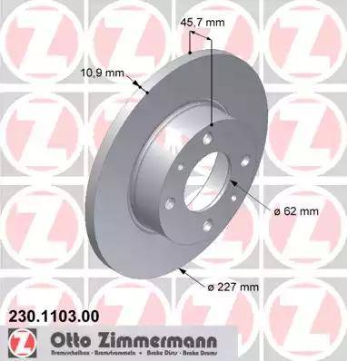 Zimmermann 230.1103.00 - Гальмівний диск autocars.com.ua