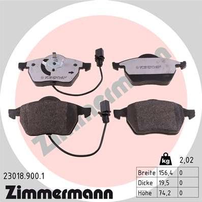 Zimmermann 23018.900.1 - Гальмівні колодки, дискові гальма autocars.com.ua