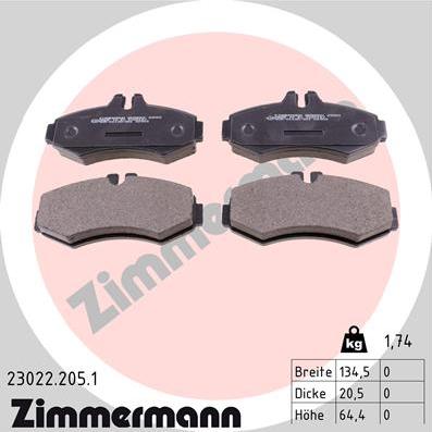Zimmermann 23022.205.1 - Гальмівні колодки, дискові гальма autocars.com.ua