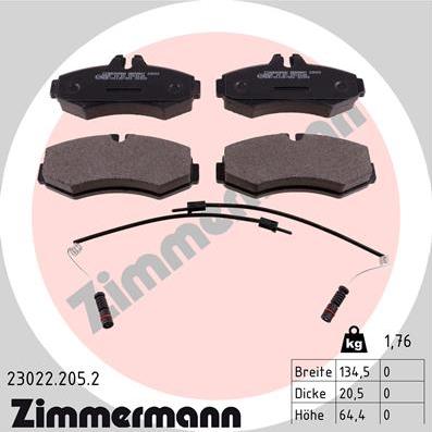 Zimmermann 23022.205.2 - Тормозные колодки, дисковые, комплект avtokuzovplus.com.ua