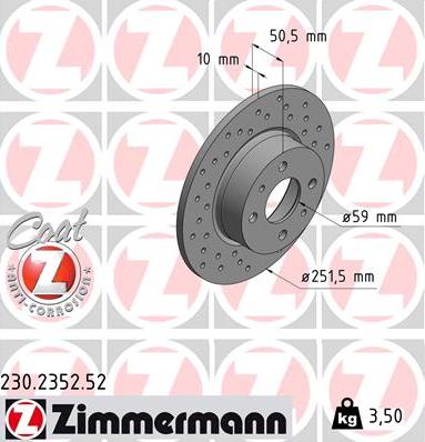 Zimmermann 230.2352.52 - Тормозной диск avtokuzovplus.com.ua