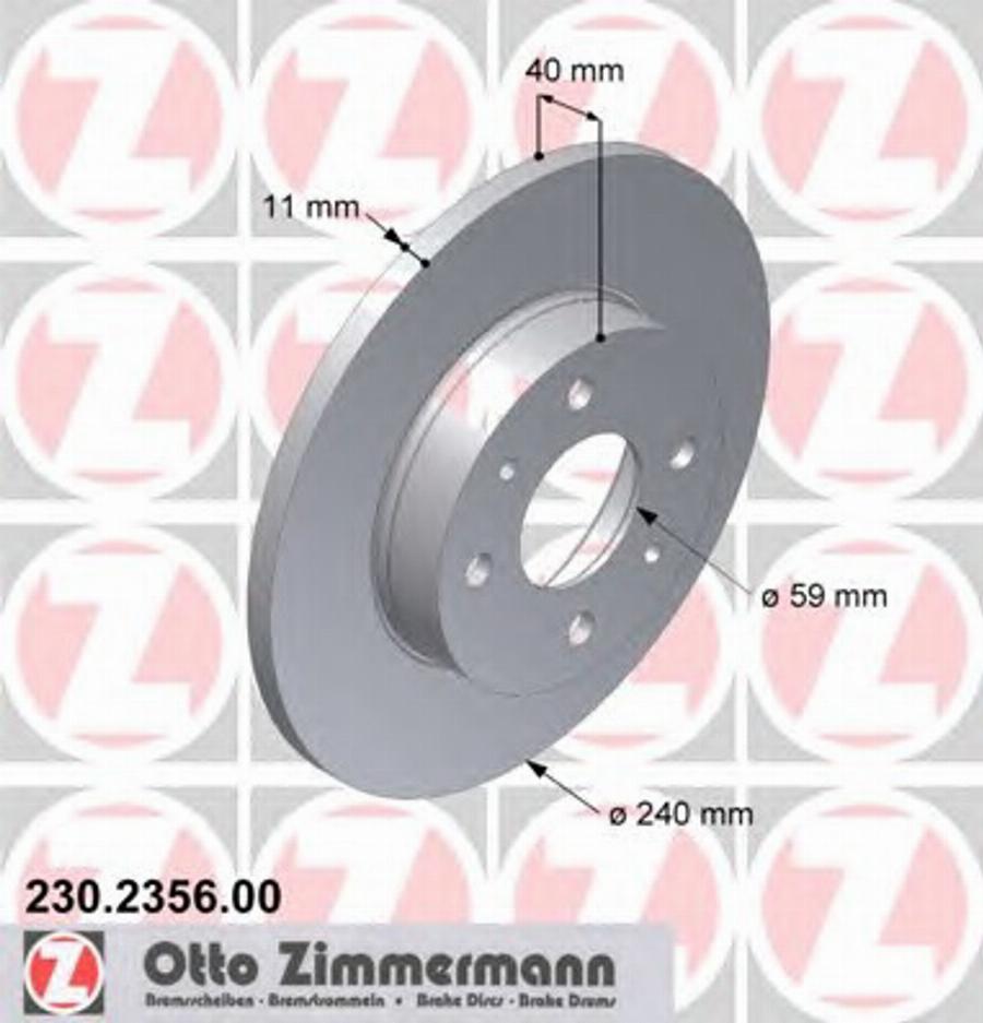 Zimmermann 230 2356 00 - Тормозной диск avtokuzovplus.com.ua