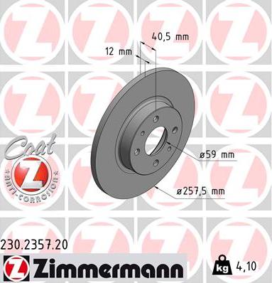 Zimmermann 230.2357.20 - Гальмівний диск autocars.com.ua