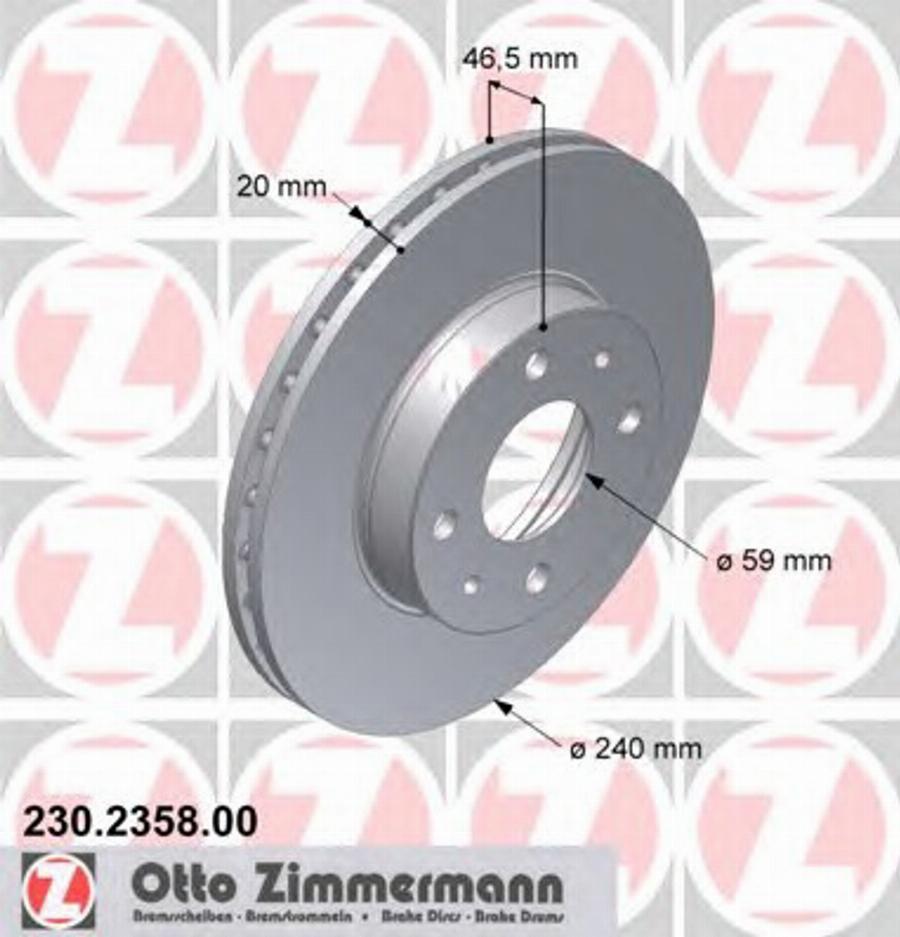 Zimmermann 230235800 - Тормозной диск avtokuzovplus.com.ua