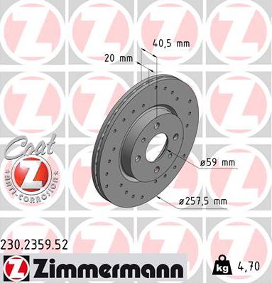 Zimmermann 230.2359.52 - Гальмівний диск autocars.com.ua