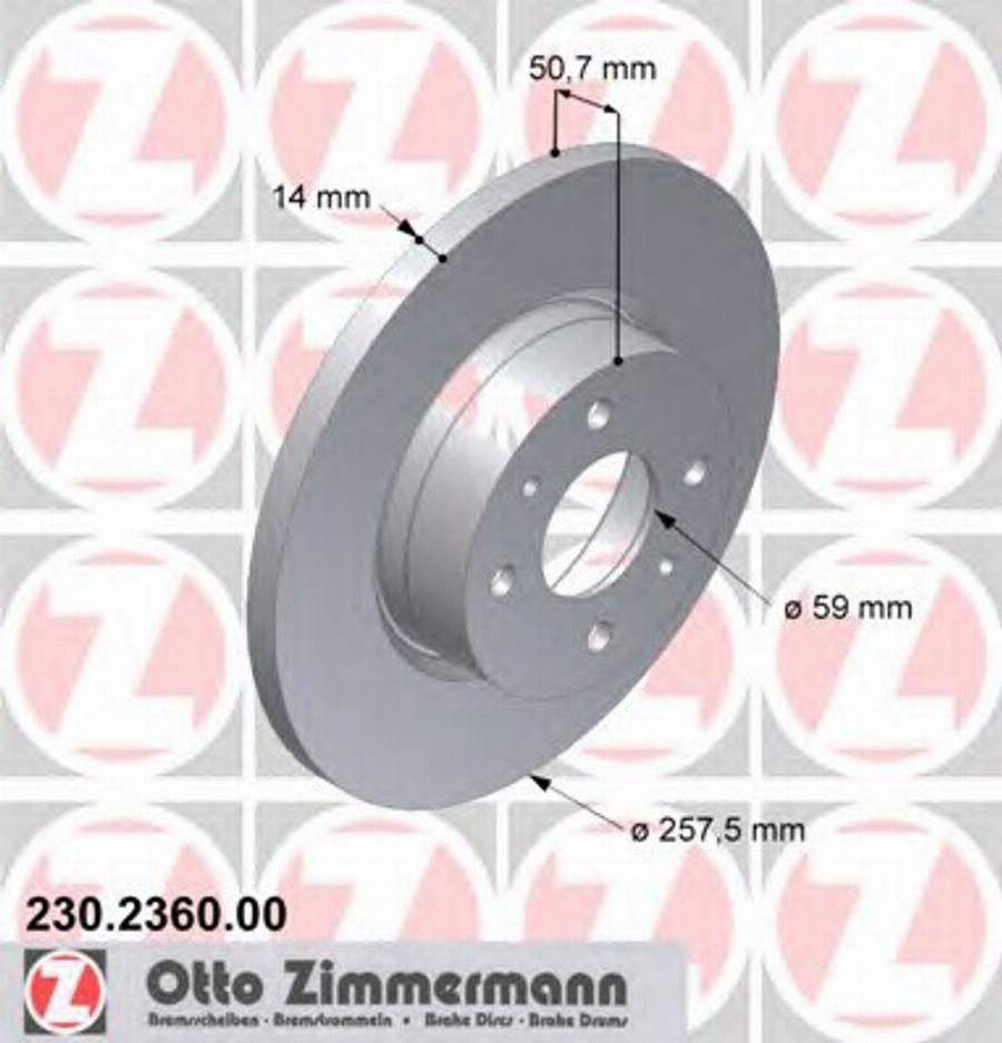 Zimmermann 230236000 - Гальмівний диск autocars.com.ua