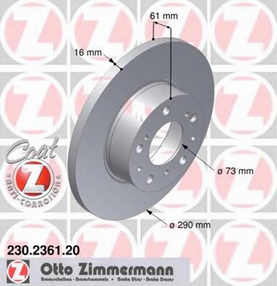 Zimmermann 230236120 - Тормозной диск avtokuzovplus.com.ua