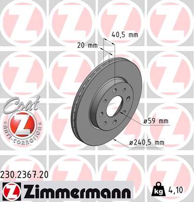 Zimmermann 230.2367.20 - Гальмівний диск autocars.com.ua