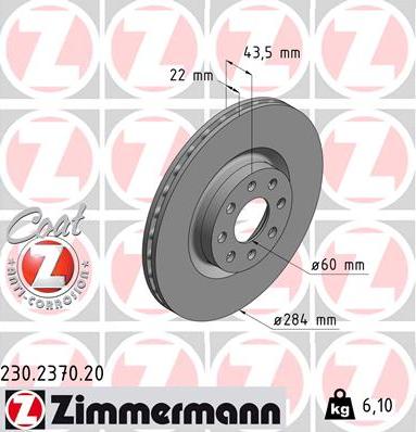 Zimmermann 230.2370.20 - Гальмівний диск autocars.com.ua