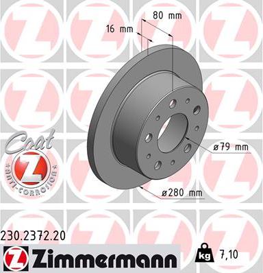 Zimmermann 230.2372.20 - Гальмівний диск autocars.com.ua
