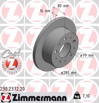 Zimmermann 230.2372.20 - Тормозной диск avtokuzovplus.com.ua