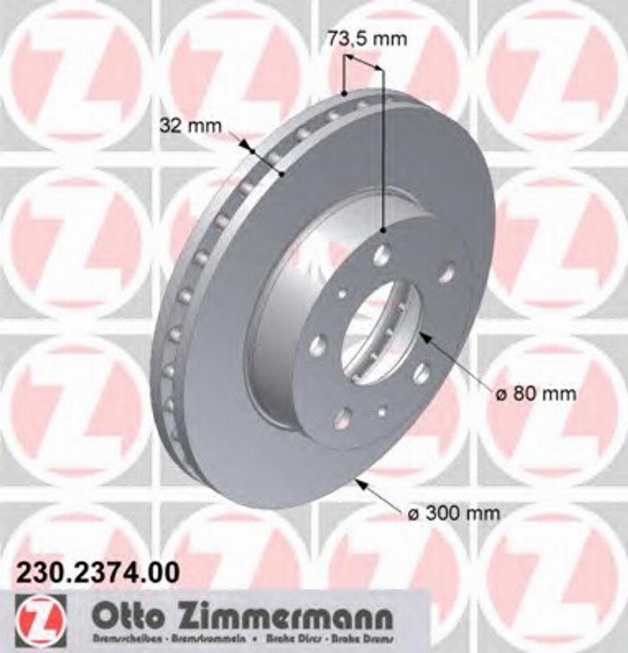 Zimmermann 230.2374.00 - Тормозной диск avtokuzovplus.com.ua