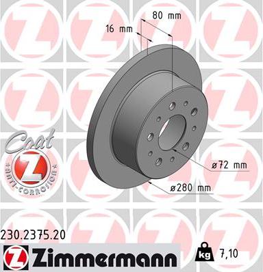 Zimmermann 230.2375.20 - Гальмівний диск autocars.com.ua