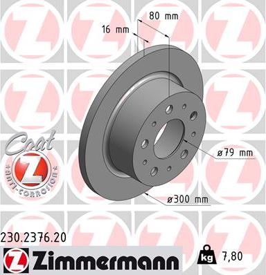 Zimmermann 230.2376.20 - Гальмівний диск autocars.com.ua