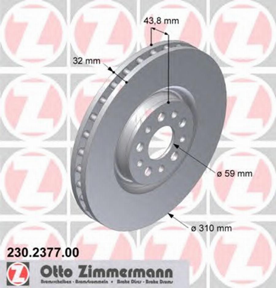 Zimmermann 230.2377.00 - Тормозной диск avtokuzovplus.com.ua