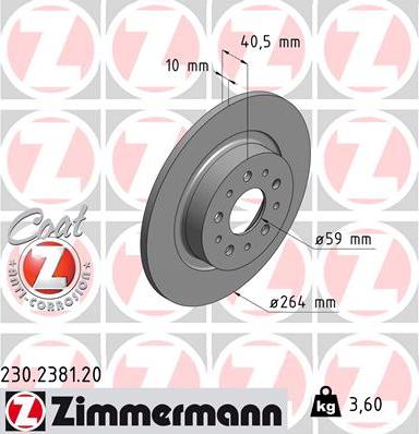 Zimmermann 230.2381.20 - Тормозной диск avtokuzovplus.com.ua