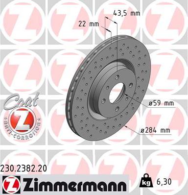 Zimmermann 230.2382.20 - Гальмівний диск autocars.com.ua