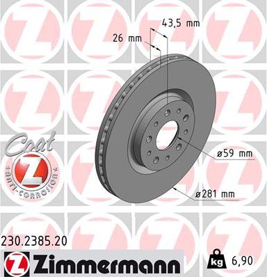 Zimmermann 230.2385.20 - Гальмівний диск autocars.com.ua