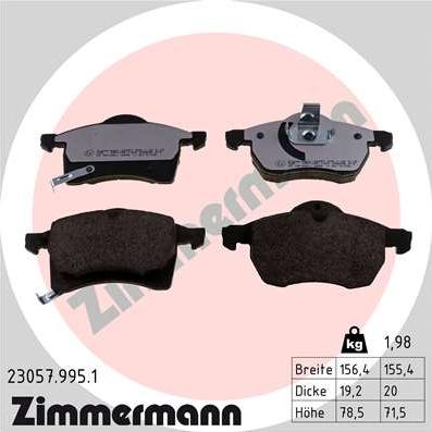 Zimmermann 23057.995.1 - Гальмівні колодки, дискові гальма autocars.com.ua