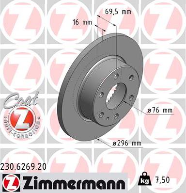 Zimmermann 230.6269.20 - Гальмівний диск autocars.com.ua