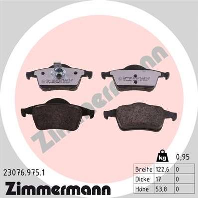 Zimmermann 23076.975.1 - Гальмівні колодки, дискові гальма autocars.com.ua