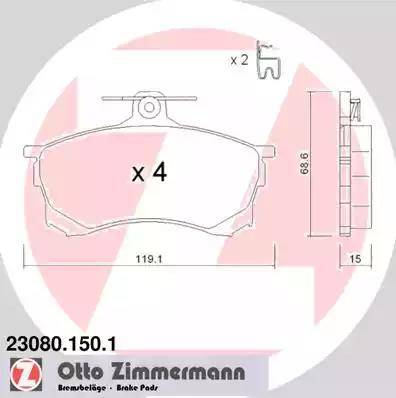 Zimmermann 23080.150.1 - Гальмівні колодки, дискові гальма autocars.com.ua