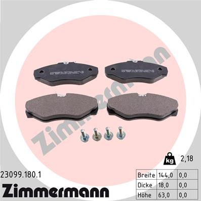 Zimmermann 23099.180.1 - Гальмівні колодки, дискові гальма autocars.com.ua