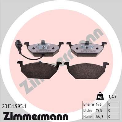 Zimmermann 23131.995.1 - Тормозные колодки, дисковые, комплект autodnr.net