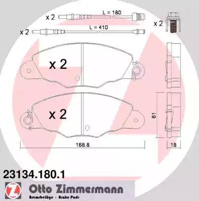 Zimmermann 23134.180.1 - Гальмівні колодки, дискові гальма autocars.com.ua