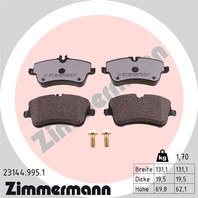 Zimmermann 23144.995.1 - Гальмівні колодки, дискові гальма autocars.com.ua
