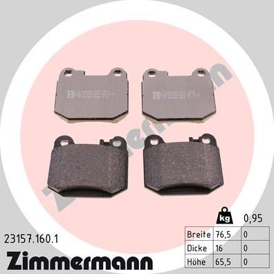 Zimmermann 23157.160.1 - Тормозные колодки, дисковые, комплект autodnr.net
