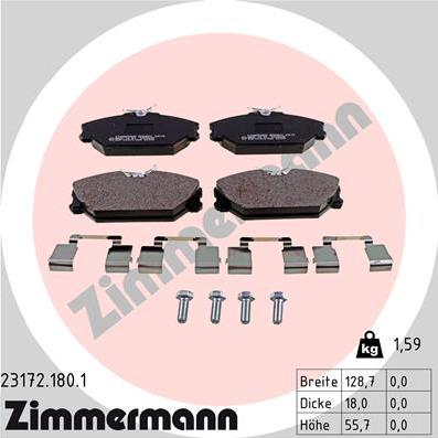 Zimmermann 23172.180.1 - Тормозные колодки, дисковые, комплект avtokuzovplus.com.ua