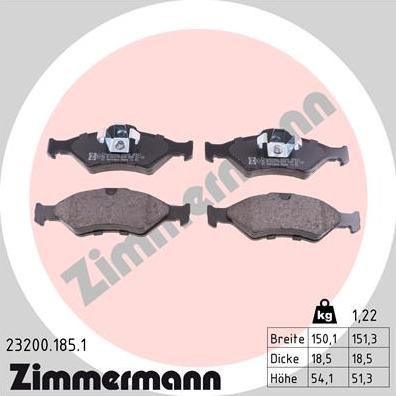 Zimmermann 23200.185.1 - Тормозные колодки, дисковые, комплект autodnr.net