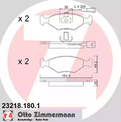 Zimmermann 23218.180.1 - Гальмівні колодки, дискові гальма autocars.com.ua