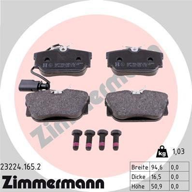 Zimmermann 23224.165.2 - Тормозные колодки, дисковые, комплект avtokuzovplus.com.ua