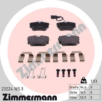 Zimmermann 23224.165.3 - Тормозные колодки, дисковые, комплект avtokuzovplus.com.ua