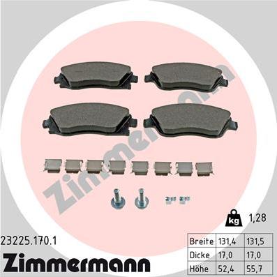 Zimmermann 23225.170.1 - Тормозные колодки, дисковые, комплект autodnr.net