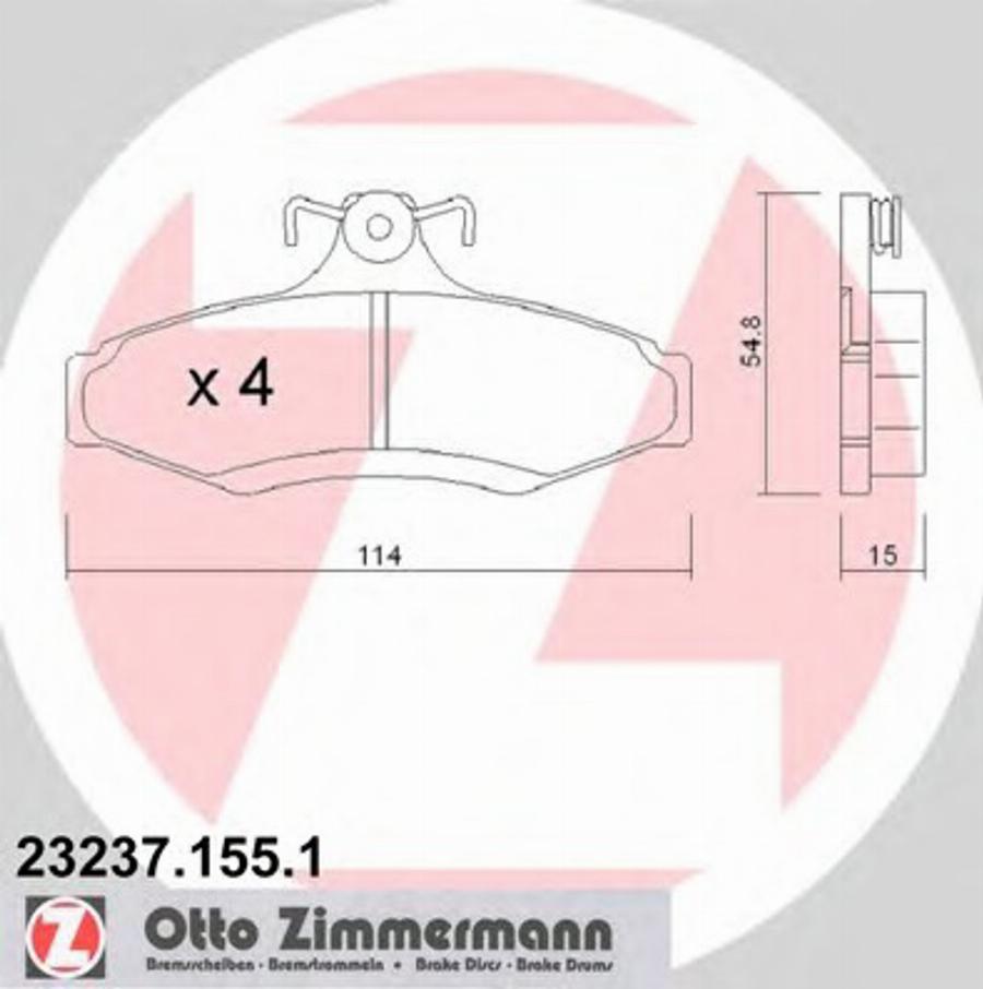 Zimmermann 23237.155.1 - Гальмівні колодки, дискові гальма autocars.com.ua