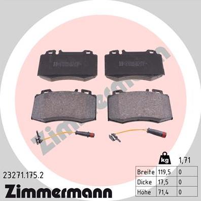 Zimmermann 23271.175.2 - Тормозные колодки, дисковые, комплект avtokuzovplus.com.ua