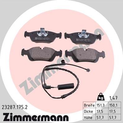 Zimmermann 23287.175.2 - Тормозные колодки, дисковые, комплект autodnr.net