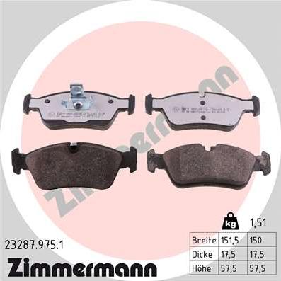 Zimmermann 23287.975.1 - Тормозные колодки, дисковые, комплект autodnr.net