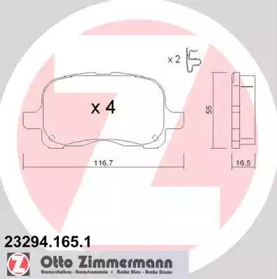 Zimmermann 23294.165.1 - Тормозные колодки, дисковые, комплект avtokuzovplus.com.ua