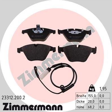 Zimmermann 23312.200.2 - Тормозные колодки, дисковые, комплект autodnr.net