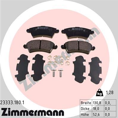 Zimmermann 23333.180.1 - Тормозные колодки, дисковые, комплект avtokuzovplus.com.ua