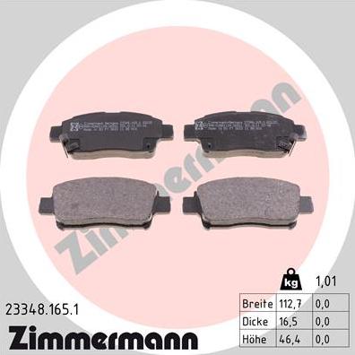 Zimmermann 23348.165.1 - Гальмівні колодки, дискові гальма autocars.com.ua