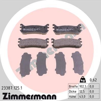 Zimmermann 23387.125.1 - Тормозные колодки, дисковые, комплект autodnr.net