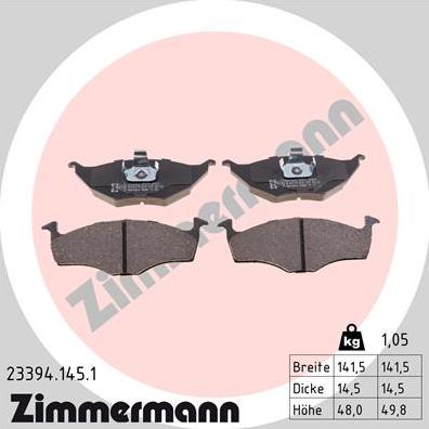 Zimmermann 23394.145.1 - Тормозные колодки, дисковые, комплект autodnr.net